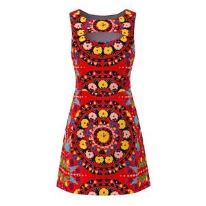 Mara Hoffman Dress Womens 6 Multicolor Cutout Front Sleeveless Sheath Mini Boho